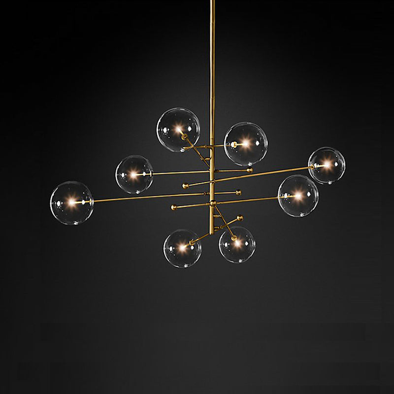 Nordic Metal Chandelier Globe Pendant Lamps with Glass Shade for Living Room