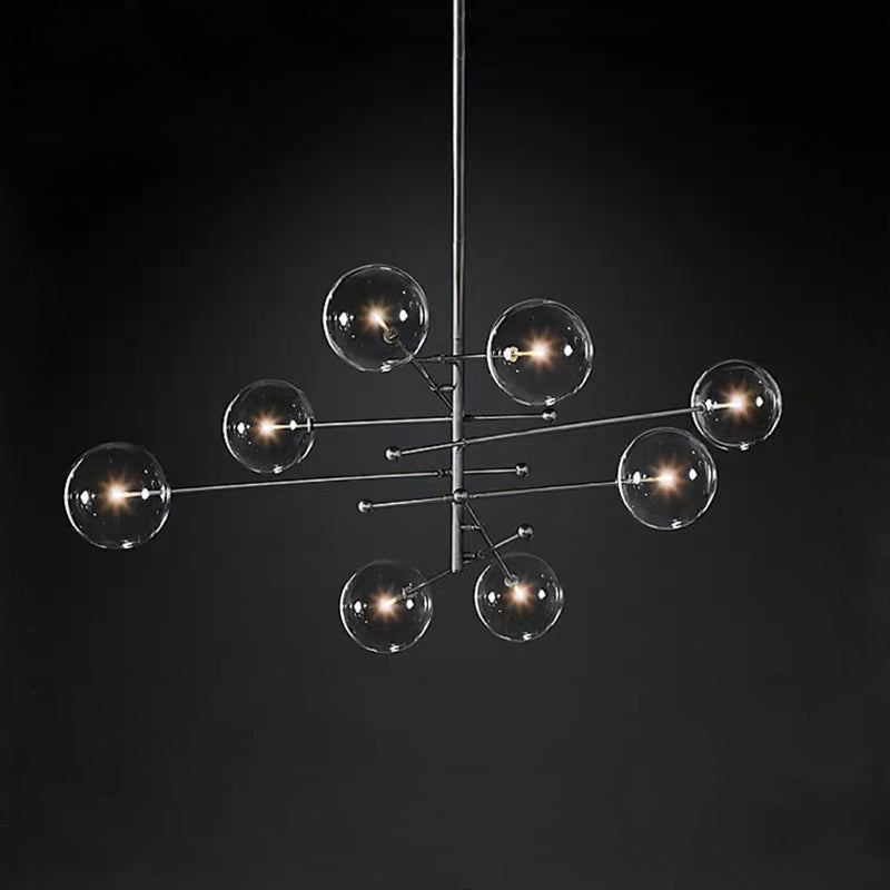 Nordic Metal Chandelier Globe Pendant Lamps with Glass Shade for Living Room