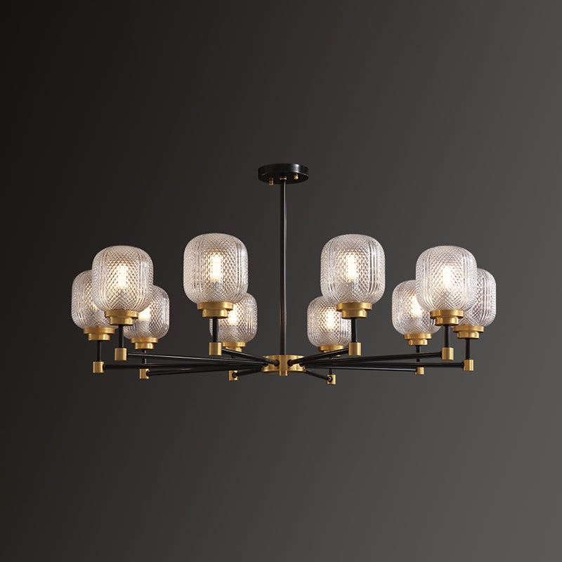 Brass Geometric Shape Chandelier Modern Chandelier Lamp with Prismatic Glass for Bedroom