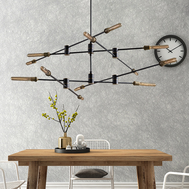 Nordic Style Metal Chandelier Branch Black Pendant Lamps for Living Room