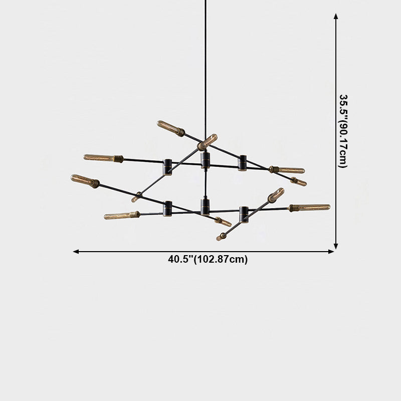 Nordic Style Metal Chandelier Branch Black Pendant Lamps for Living Room