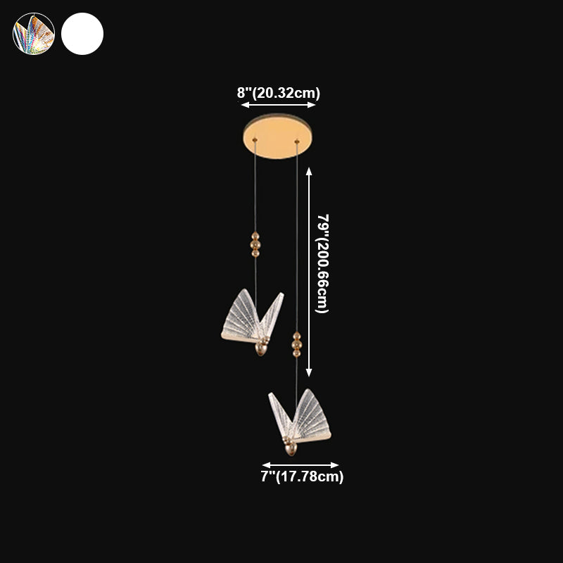 Vlinder hanglampverlichting modern acryl hanger licht in goud voor slaapkamer