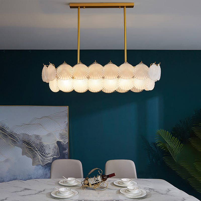 Vidrio 6 luces Modernas luces de la isla Luz de colmillo de oro