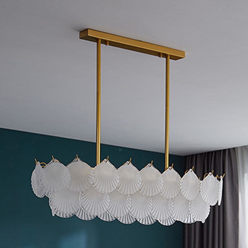 Vidrio 6 luces Modernas luces de la isla Luz de colmillo de oro