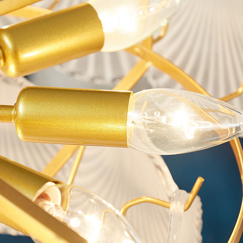 Vidrio 6 luces Modernas luces de la isla Luz de colmillo de oro