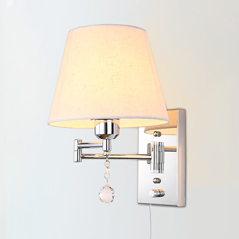 Sitting Room One Head Wall Sconce Cloth Lampshade Adjustable Wall Mounted Light Fixture