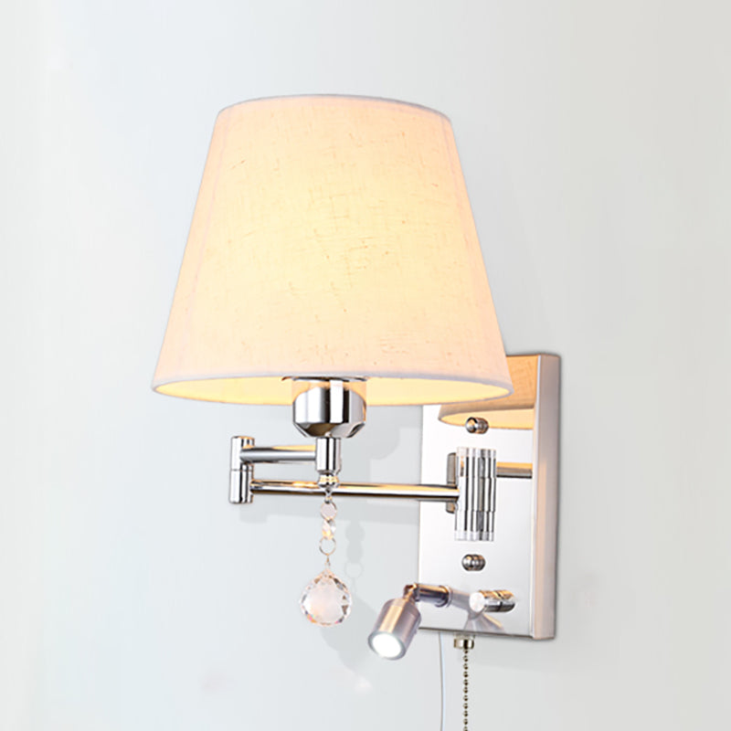 Sitting Room One Head Wall Sconce Cloth Lampshade Adjustable Wall Mounted Light Fixture