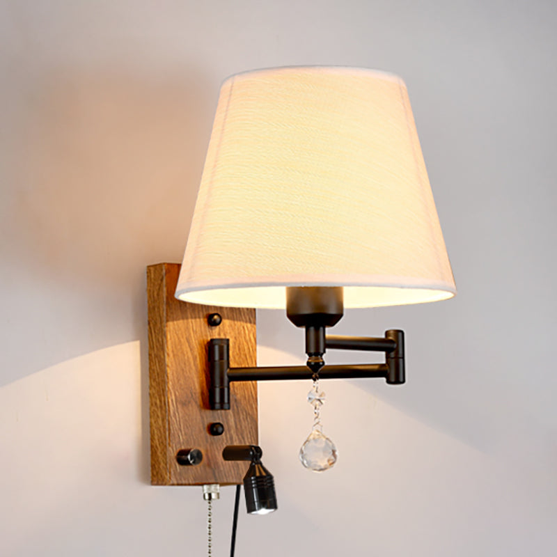 Sitting Room One Head Wall Sconce Cloth Lampshade Adjustable Wall Mounted Light Fixture