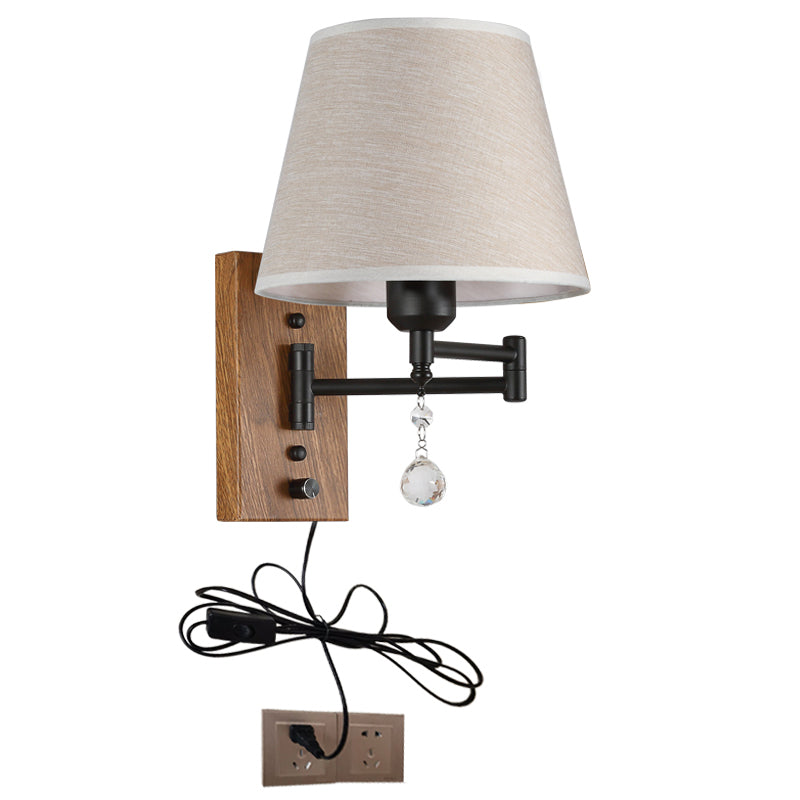 Sitting Room One Head Wall Sconce Cloth Lampshade Adjustable Wall Mounted Light Fixture