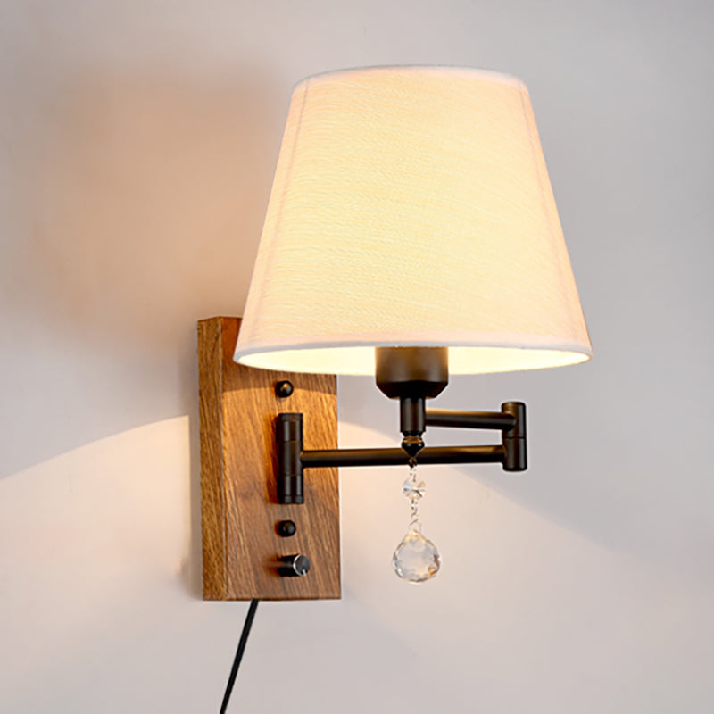 Sitting Room One Head Wall Sconce Cloth Lampshade Adjustable Wall Mounted Light Fixture