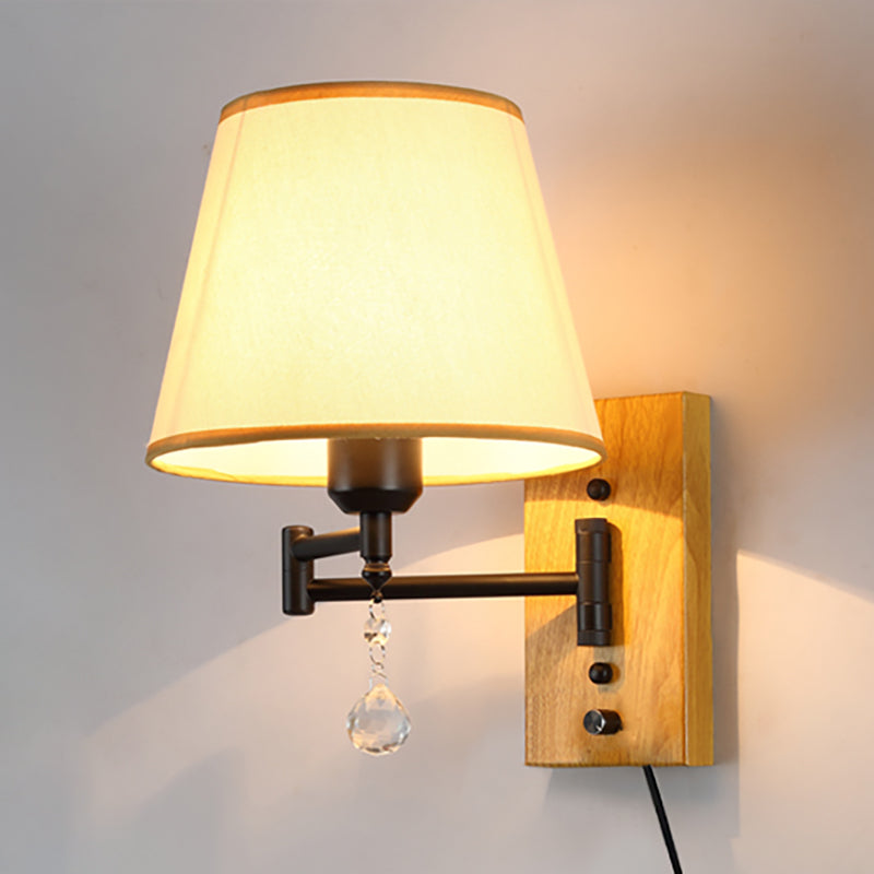 Sitting Room One Head Wall Sconce Cloth Lampshade Adjustable Wall Mounted Light Fixture