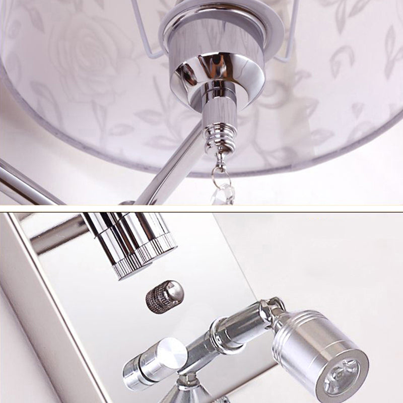 Sitting Room One Head Wall Sconce Cloth Lampshade Adjustable Wall Mounted Light Fixture