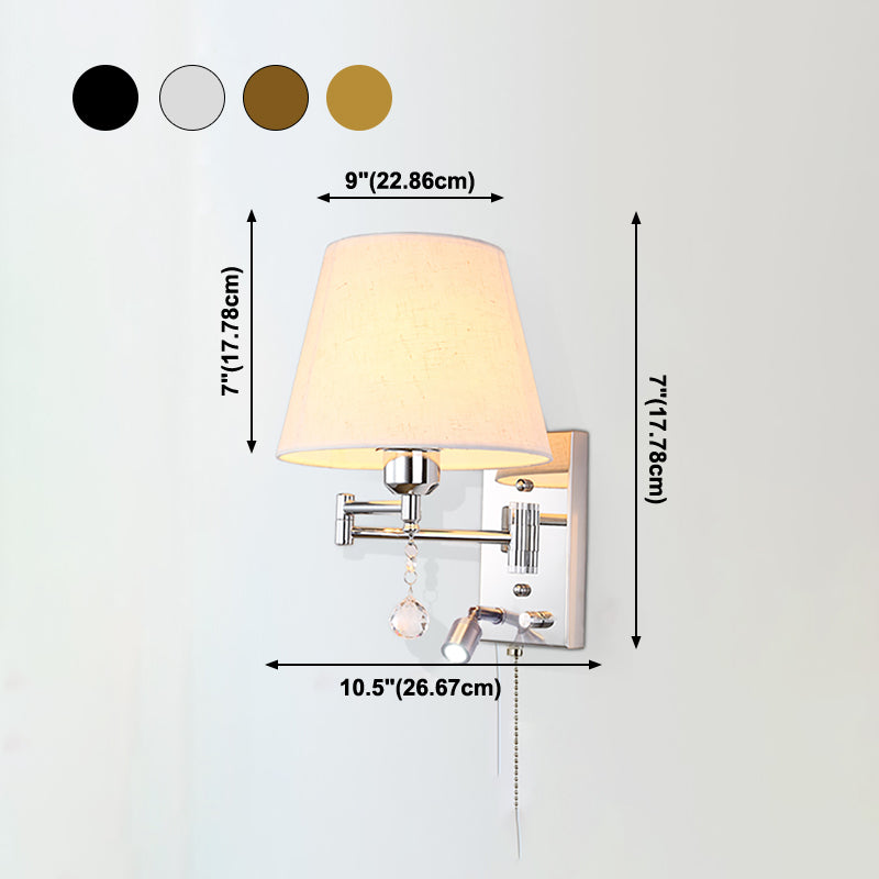 Sitting Room One Head Wall Sconce Cloth Lampshade Adjustable Wall Mounted Light Fixture