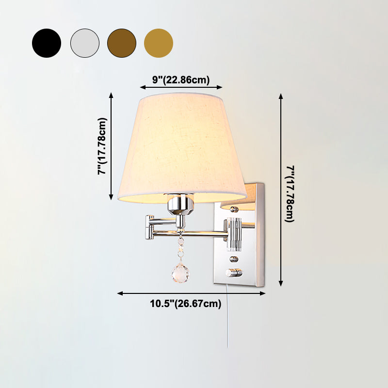 Sitting Room One Head Wall Sconce Cloth Lampshade Adjustable Wall Mounted Light Fixture
