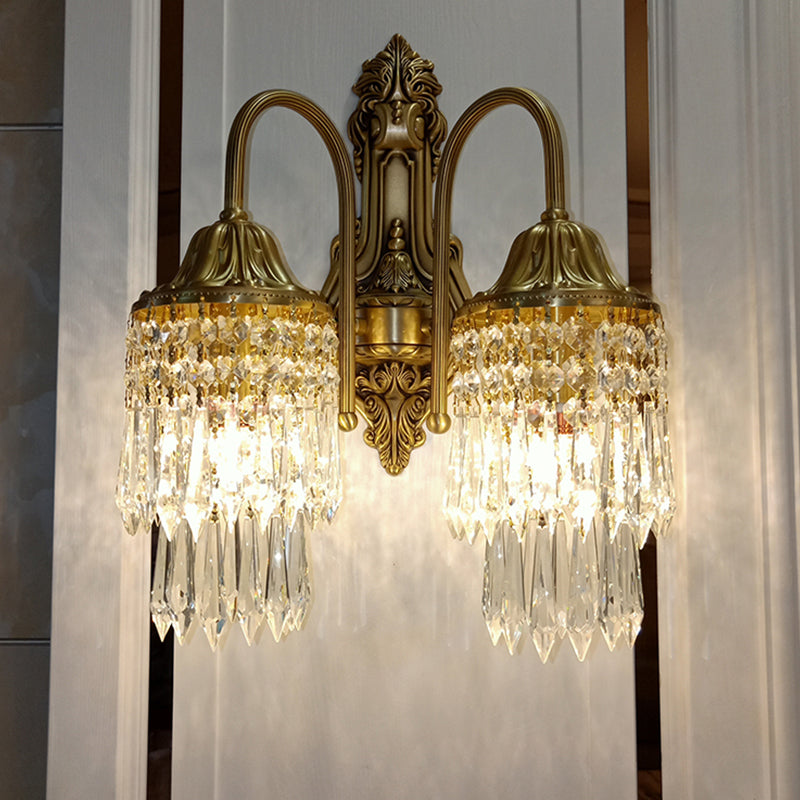 Luz de luz de pared de estilo tradicional Dropas de cristal luces aplastas para la sala de estar del dormitorio del hotel