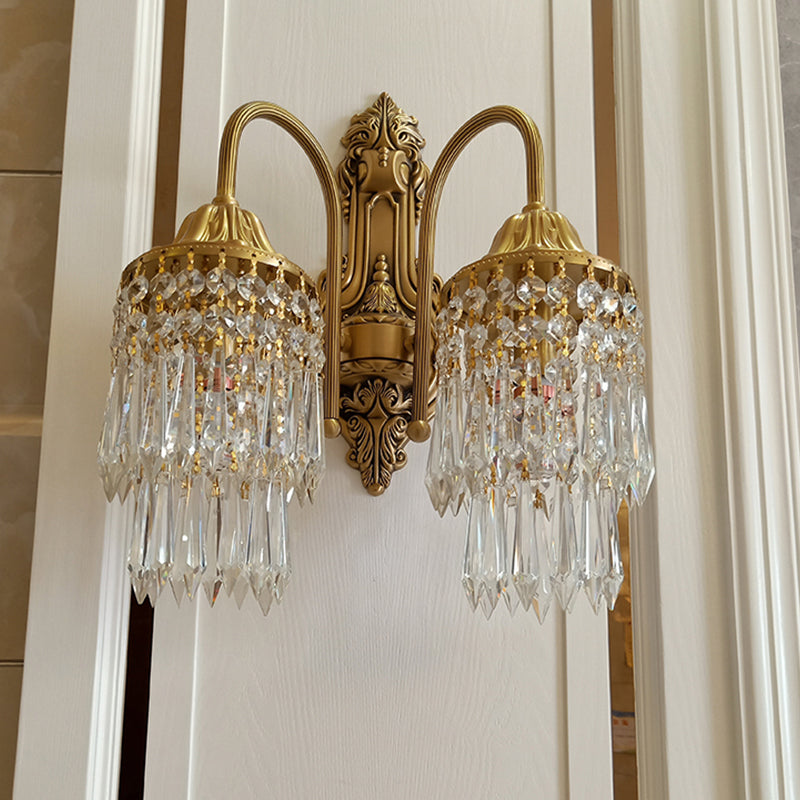 Luz de luz de pared de estilo tradicional Dropas de cristal luces aplastas para la sala de estar del dormitorio del hotel