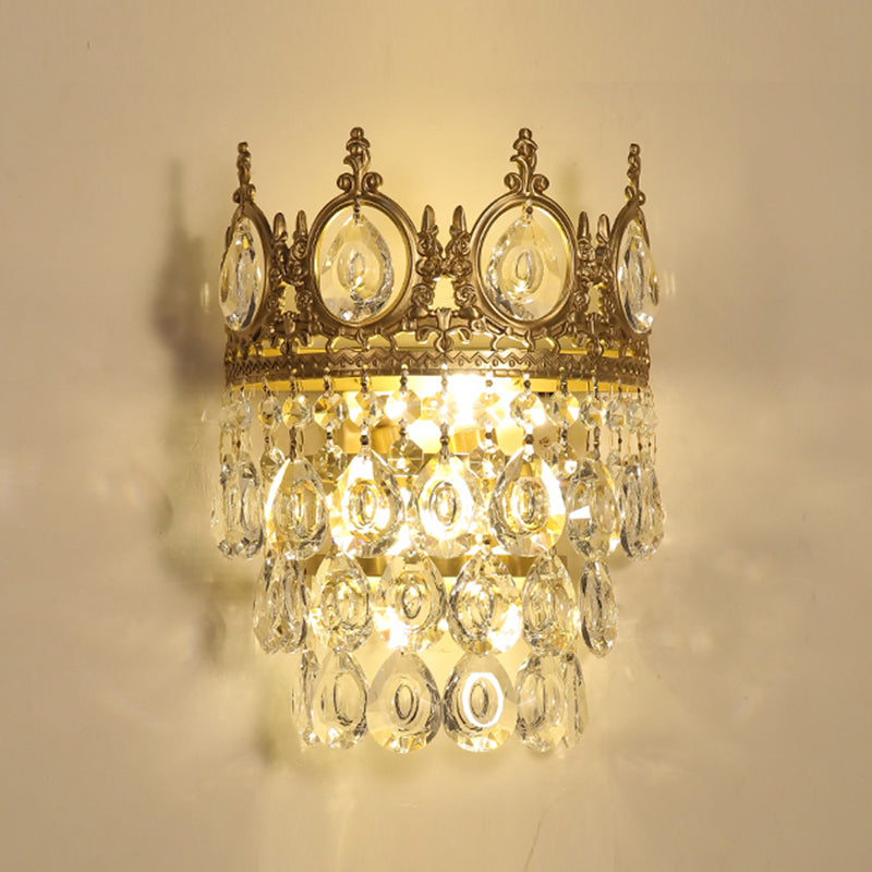 Contemporary Style Geometric Wall Light Crystal Shade Sconce Lamp for Bedroom