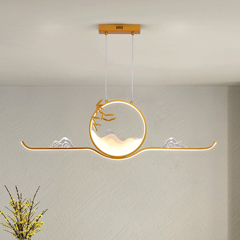 Modern LED Island Lighting Circle Metal Chandelier Light Fixture for Dining Room