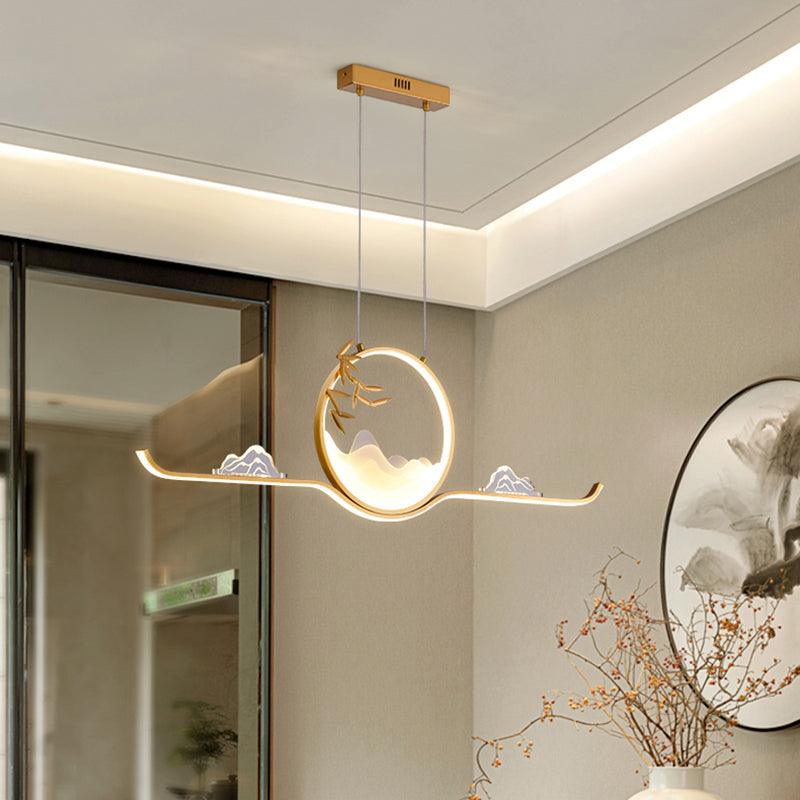 Modern LED Island Lighting Circle Metal Chandelier Light Fixture for Dining Room