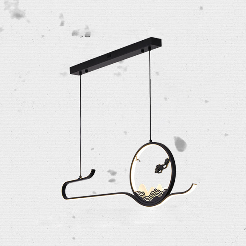 Modern LED Island Lighting Circle Metal Chandelier Light Fixture for Dining Room