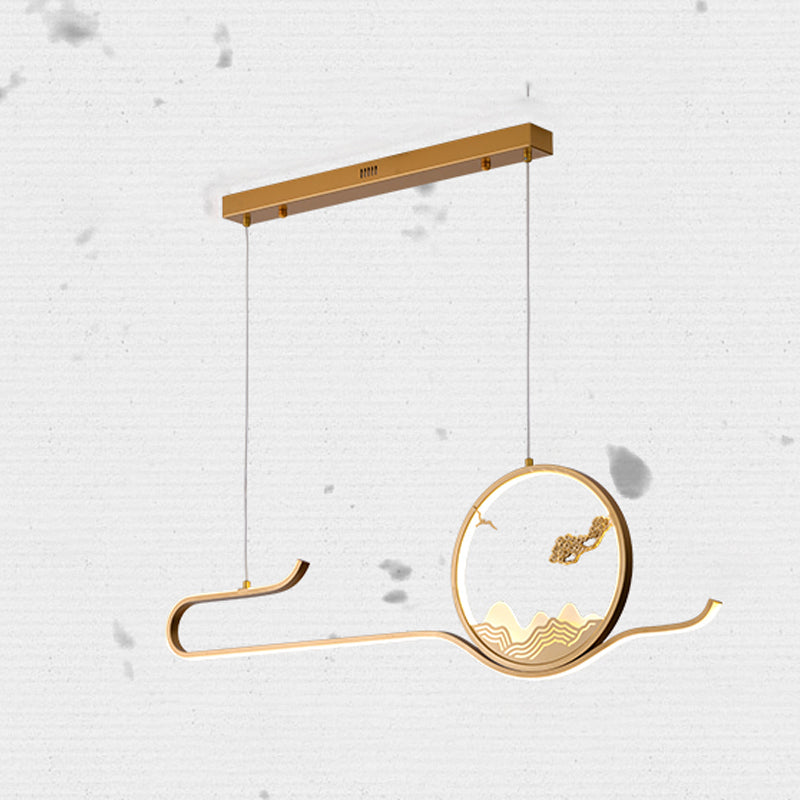 Modern LED Island Lighting Circle Metal Chandelier Light Fixture for Dining Room