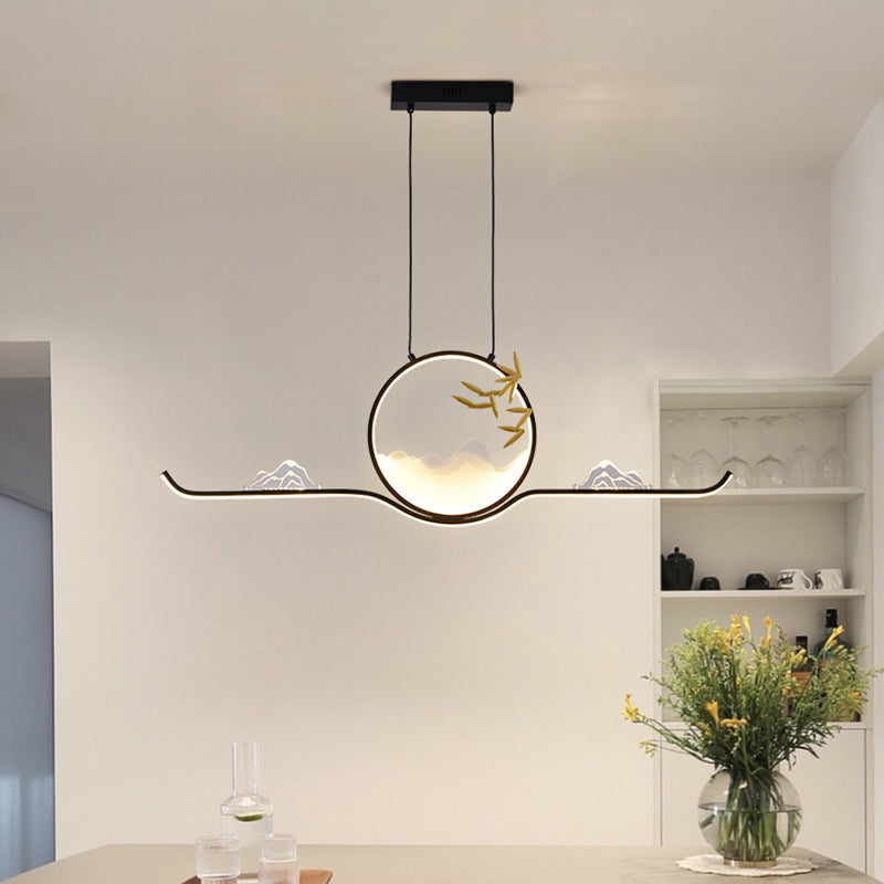Modern LED Island Lighting Circle Metal Chandelier Light Fixture for Dining Room