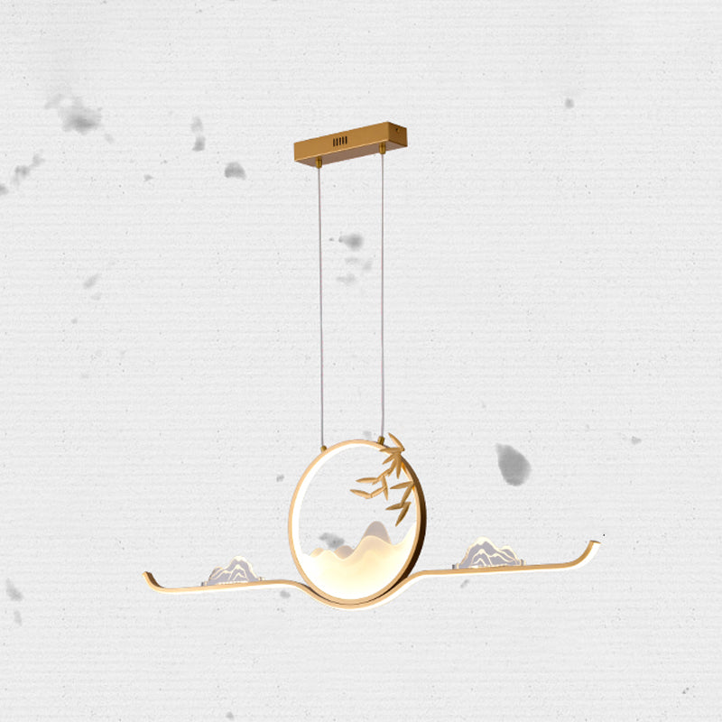 Modern LED Island Lighting Circle Metal Chandelier Light Fixture for Dining Room