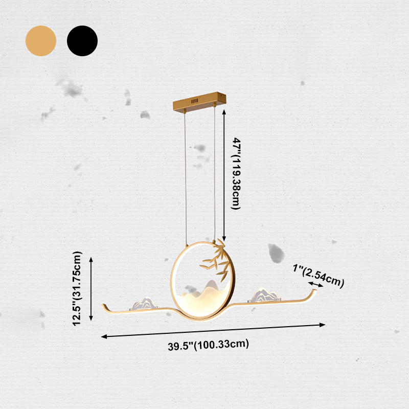 Modern LED Island Lighting Circle Metal Chandelier Light Fixture for Dining Room