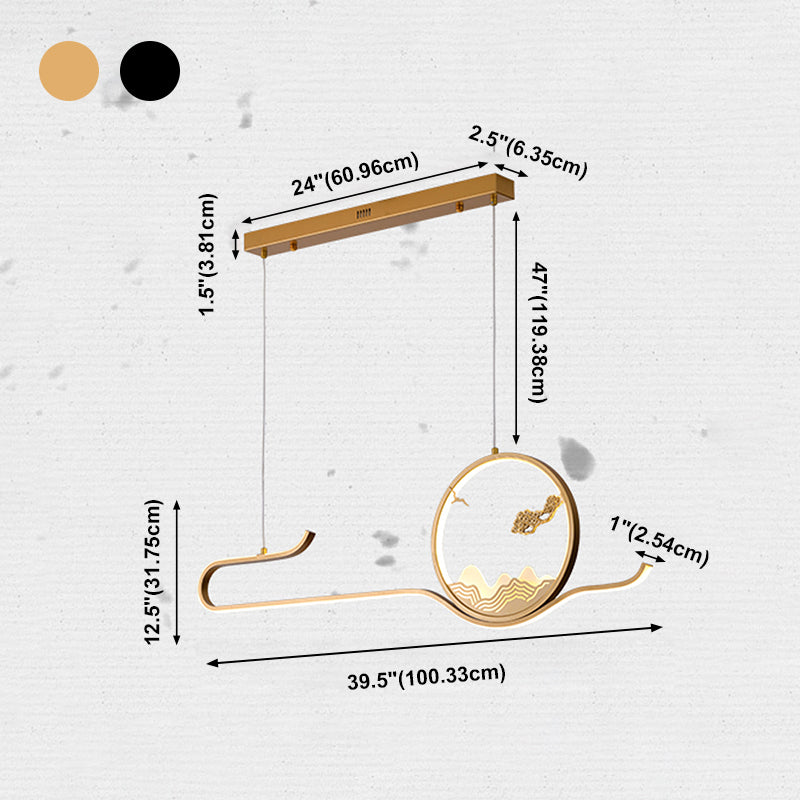 Modern LED Island Lighting Circle Metal Chandelier Light Fixture for Dining Room