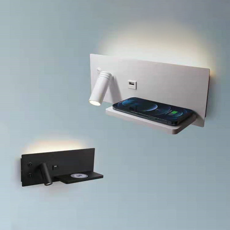 Lámparas de pared rectangulares de estilo contemporáneo metal 2 luces lectura de luz de pared