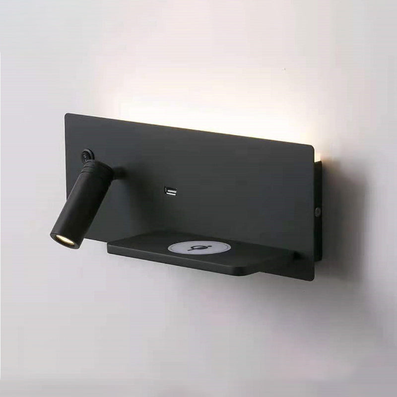 Lámparas de pared rectangulares de estilo contemporáneo metal 2 luces lectura de luz de pared