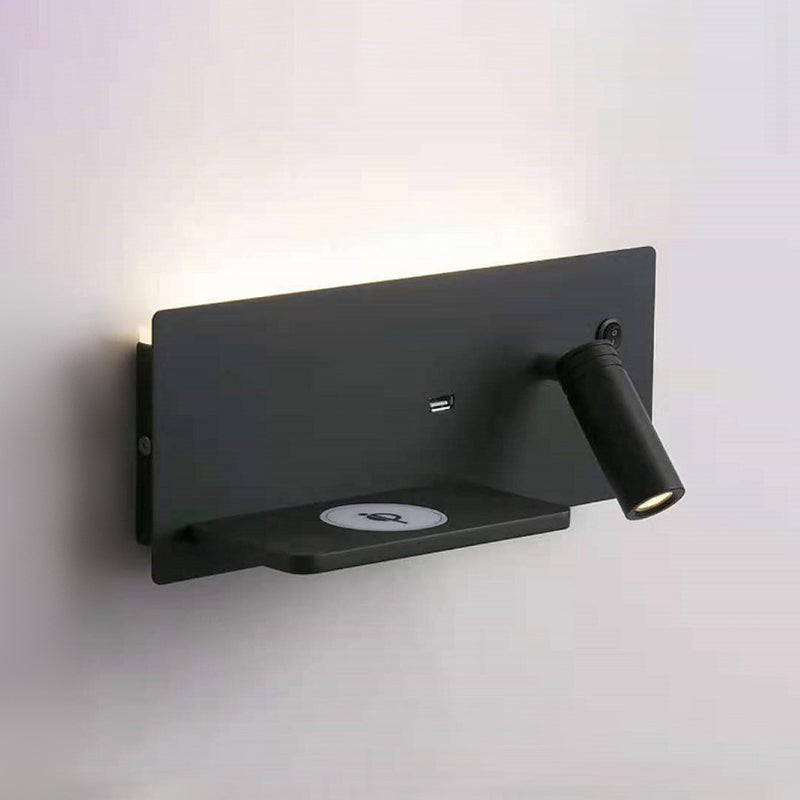 Lámparas de pared rectangulares de estilo contemporáneo metal 2 luces lectura de luz de pared