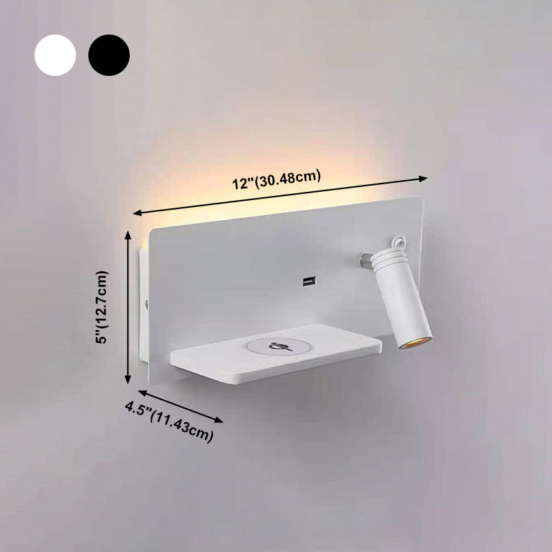 Lámparas de pared rectangulares de estilo contemporáneo metal 2 luces lectura de luz de pared