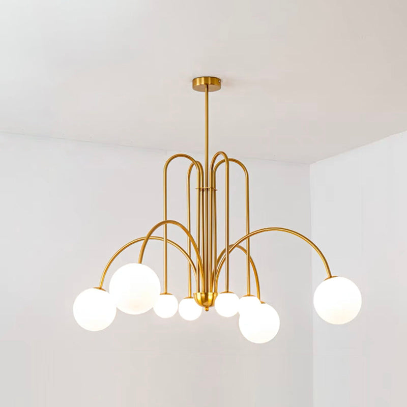 Moderne stijl bolvormige tint tak hangend licht glas multi -light kroonluchter