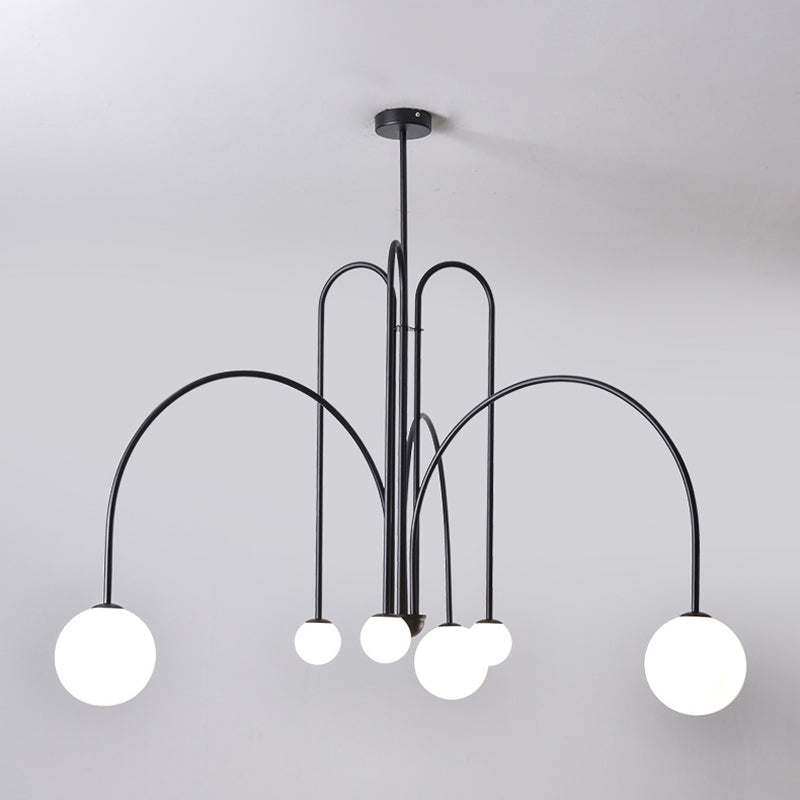 Moderne stijl bolvormige tint tak hangend licht glas multi -light kroonluchter