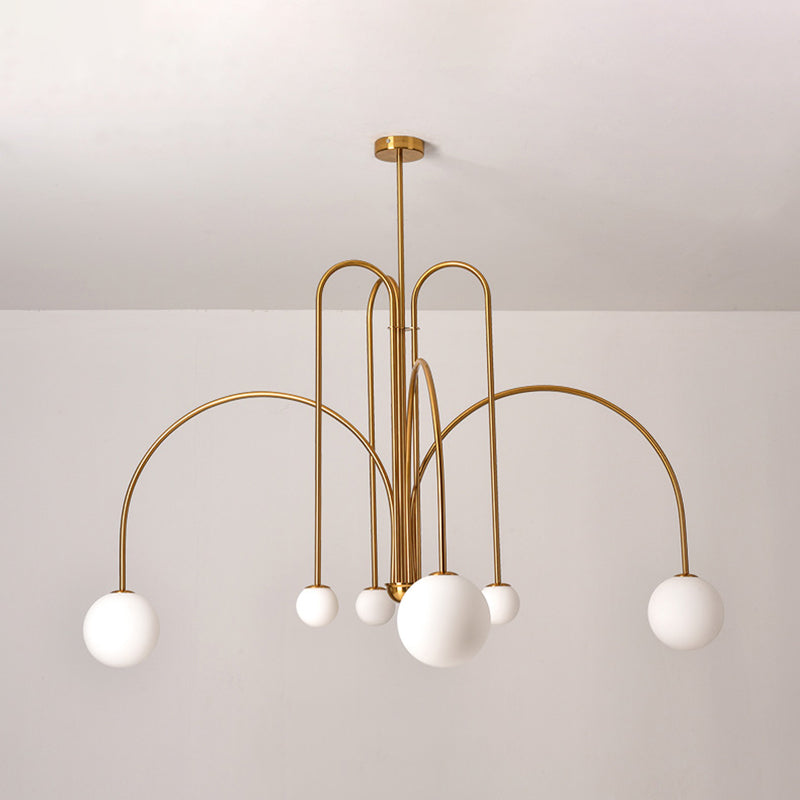 Moderne stijl bolvormige tint tak hangend licht glas multi -light kroonluchter