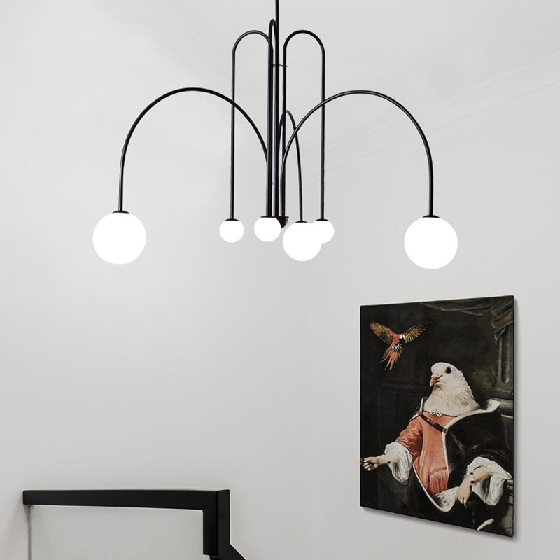 Moderne stijl bolvormige tint tak hangend licht glas multi -light kroonluchter