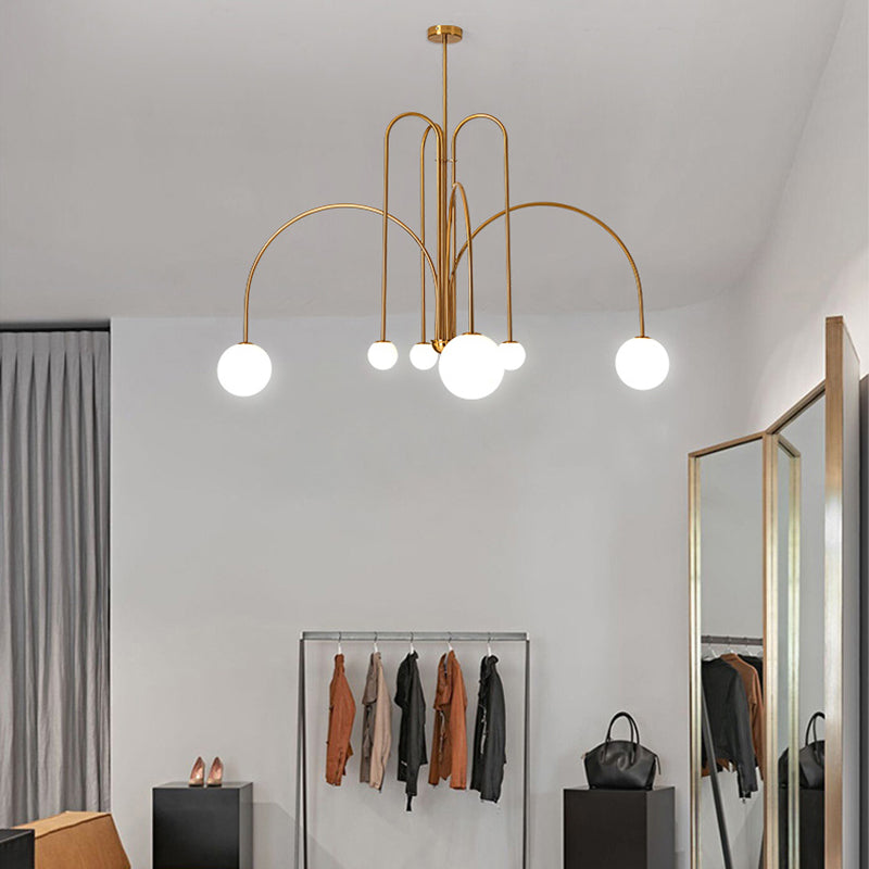 Moderne stijl bolvormige tint tak hangend licht glas multi -light kroonluchter