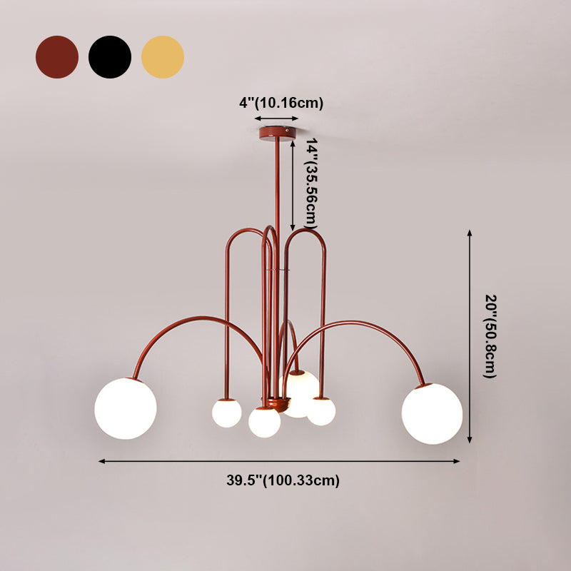 Moderne stijl bolvormige tint tak hangend licht glas multi -light kroonluchter