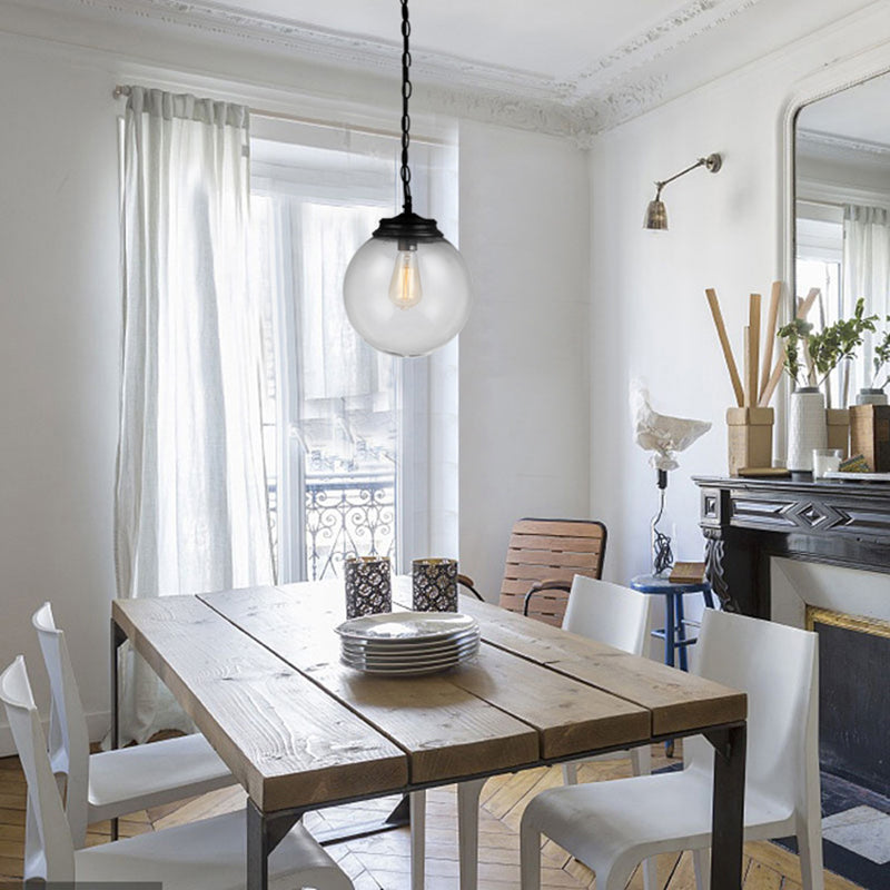 Lampada a sospensione singola in ferro laccata nella luce a sospensione in vetro in stile in stile conciso industriale