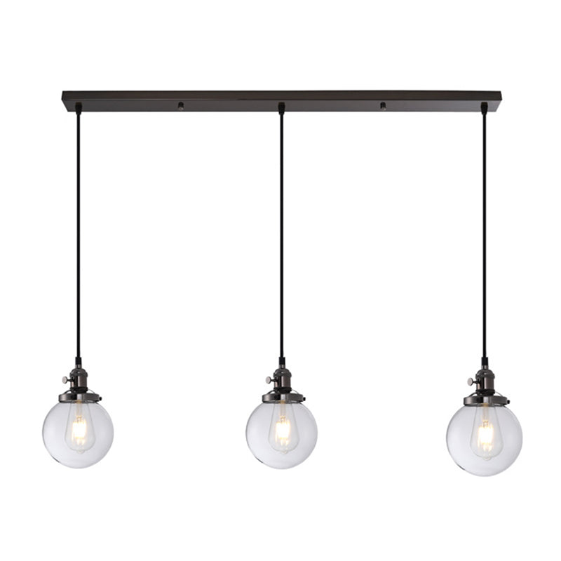 Lampada a sospensione del globo di ferro elettroplate in vetro a 3 luci a 3 luci in stile retrò industriale