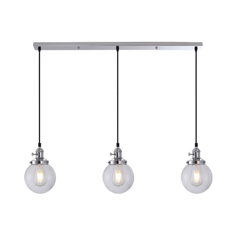 Lampada a sospensione del globo di ferro elettroplate in vetro a 3 luci a 3 luci in stile retrò industriale