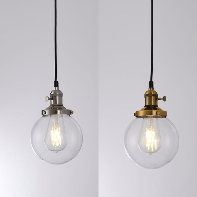 Lampada a sospensione del globo di ferro elettroplate in vetro a 3 luci a 3 luci in stile retrò industriale