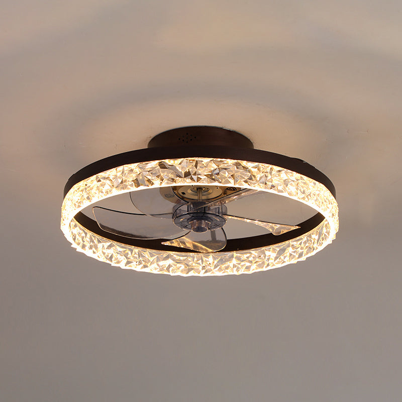 Modern Concise LED Ceiling Light Lacquered Iron Circular Ceiling Fans with Acrylic Shade