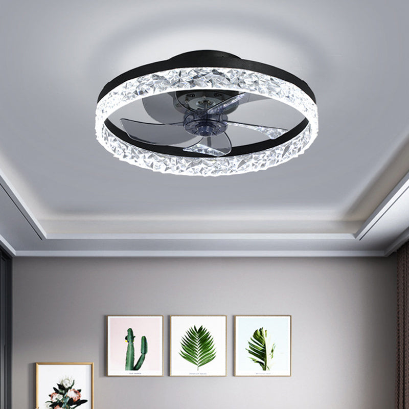 Modern Concise LED Ceiling Light Lacquered Iron Circular Ceiling Fans with Acrylic Shade