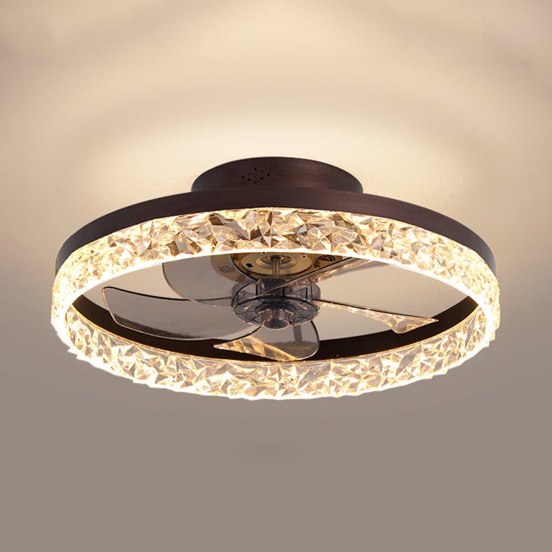 Modern Concise LED Ceiling Light Lacquered Iron Circular Ceiling Fans with Acrylic Shade