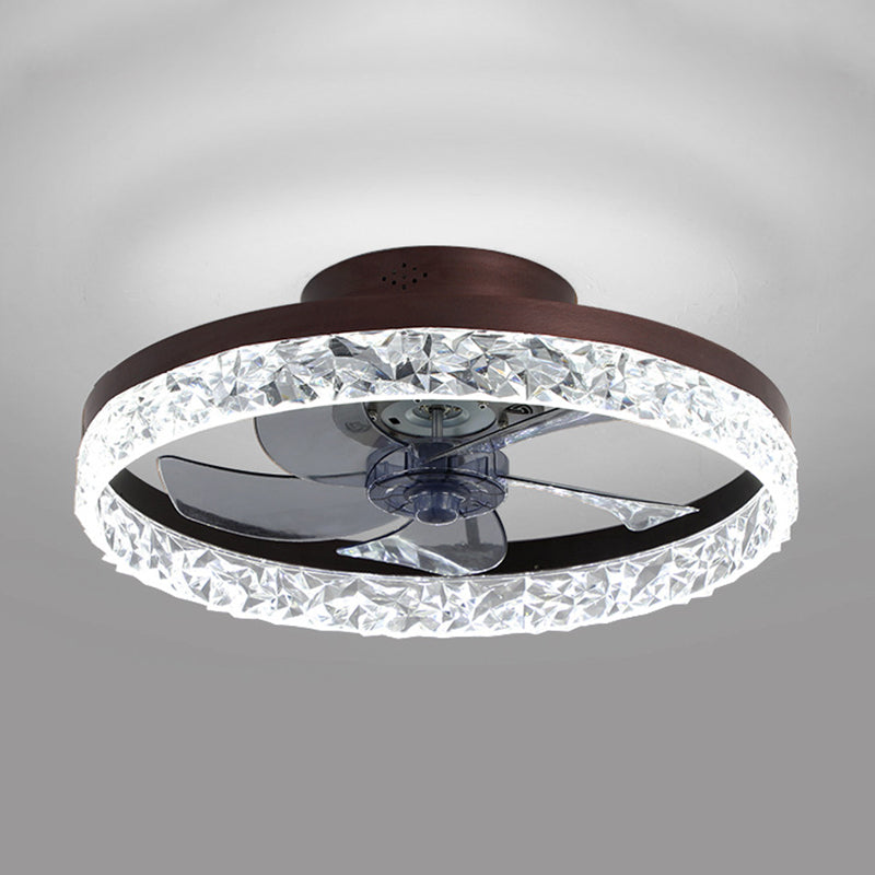 Modern Concise LED Ceiling Light Lacquered Iron Circular Ceiling Fans with Acrylic Shade