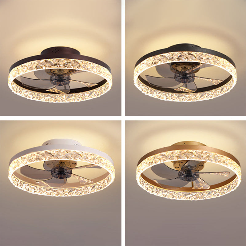 Modern Concise LED Ceiling Light Lacquered Iron Circular Ceiling Fans with Acrylic Shade
