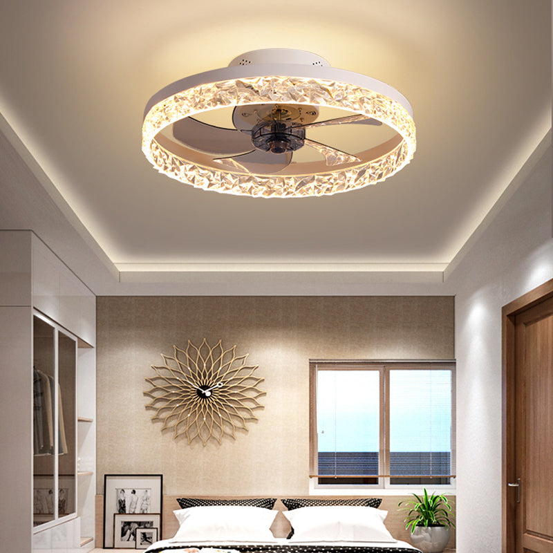 Modern Concise LED Ceiling Light Lacquered Iron Circular Ceiling Fans with Acrylic Shade