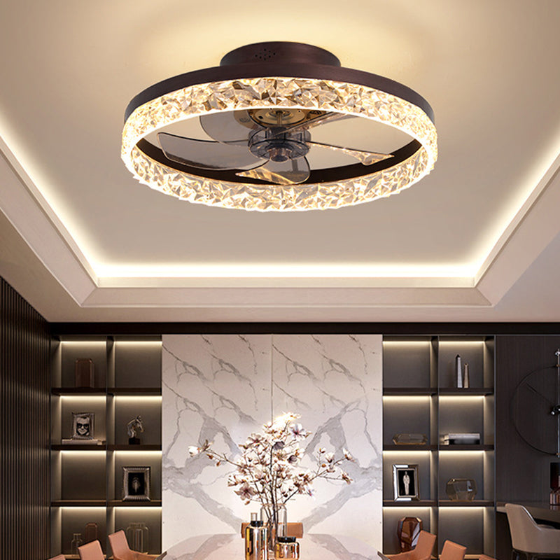 Modern Concise LED Ceiling Light Lacquered Iron Circular Ceiling Fans with Acrylic Shade